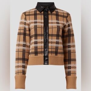 Jonathan Simkhai Tan and Black Plaid Sweater Jacket